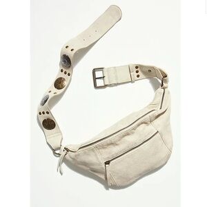 Free People Beige Belt Bag with Embellished Strap